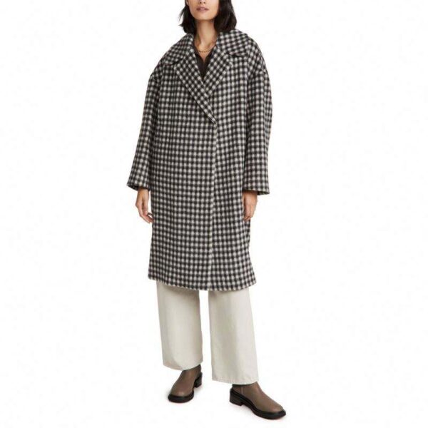 Elegant Manufacturer Double-Breasted Winter Coat Gray Multi-Color Oversized Brushed Wool Longline Jacket Teardrop Solid Color Breathable - Image 3