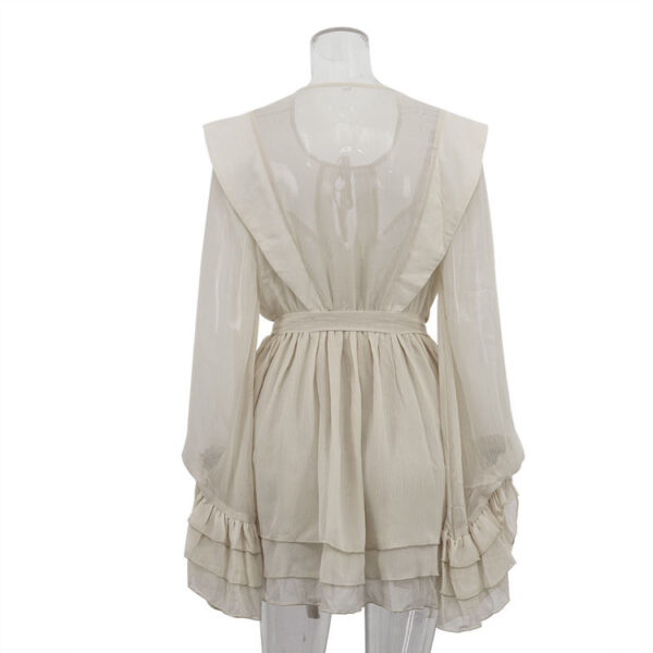 Long-Sleeve Layered Bell-Sleeve Ruffled Dress Short Trendy Summer Wear for Women 2025 - Image 2