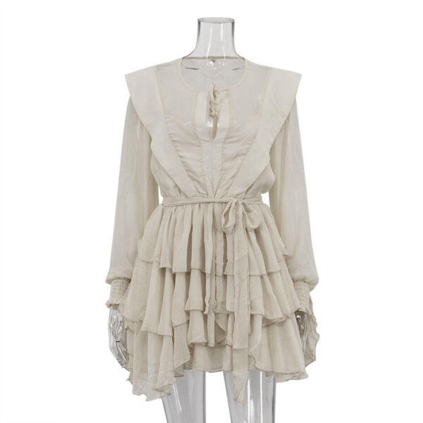 Long-Sleeve Layered Bell-Sleeve Ruffled Dress Short Trendy Summer Wear for Women 2025 - Image 3