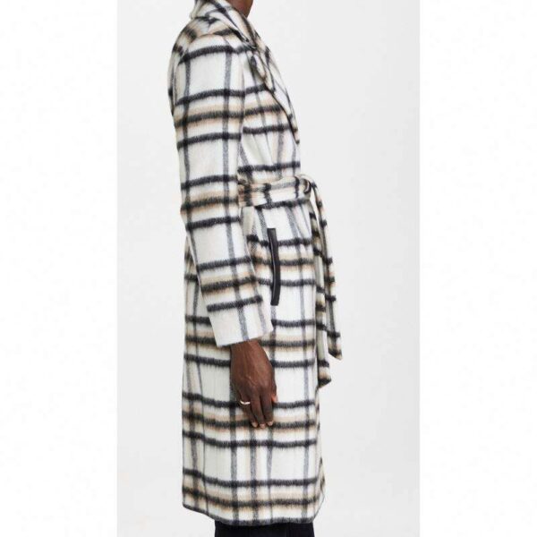Multi-color Casual Long Coat Winter Custom Sample Fashionable Plaid & Striped Dye Design Two Flap Pockets Brushed Weave Acrylic - Image 6