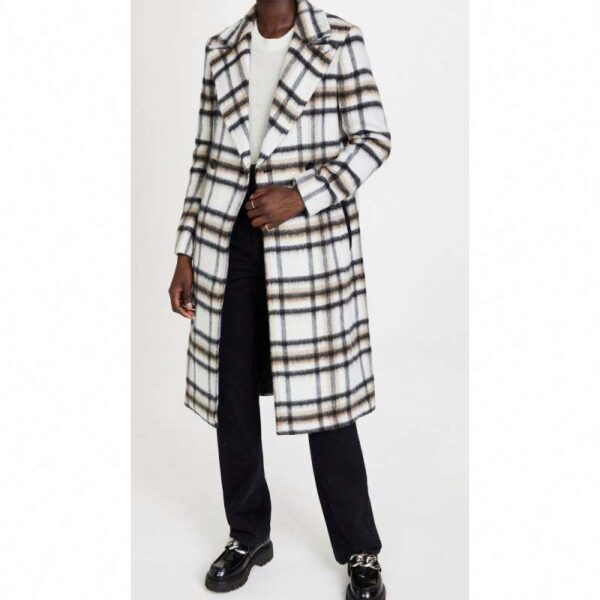 Multi-color Casual Long Coat Winter Custom Sample Fashionable Plaid & Striped Dye Design Two Flap Pockets Brushed Weave Acrylic - Image 7