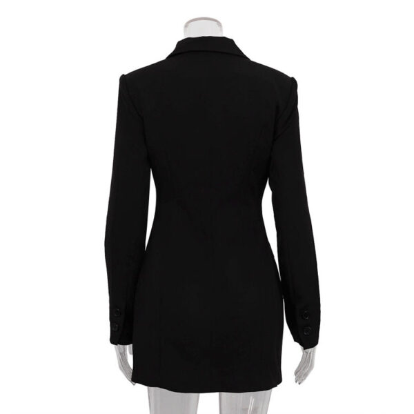 Long-Sleeve Summer Slim-Fit Fashionable Office Dress for Women - Black Mini Dress - Image 7