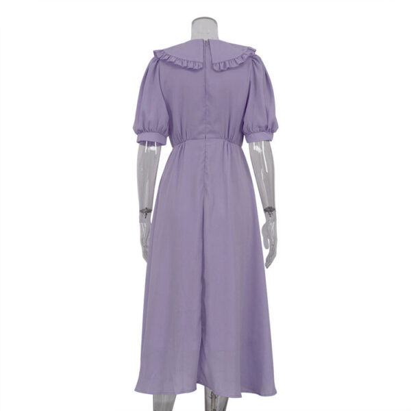 Back Zipper Peter Pan Collar 2025 Casual Puff Sleeve Long Dress Women's Summer Purple Elegant Dress (Copy) - Image 7